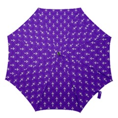 White And Purple Art-deco Pattern Hook Handle Umbrellas (medium) by Dushan