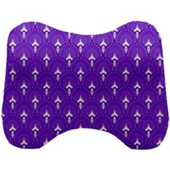 White And Purple Art-deco Pattern Head Support Cushion by Dushan
