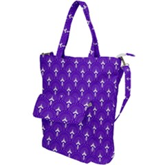 White And Purple Art-deco Pattern Shoulder Tote Bag by Dushan