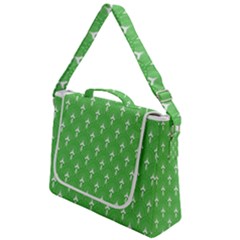 Green And White Art-deco Pattern Box Up Messenger Bag by Dushan
