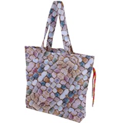 Rounded Stones Print Motif Drawstring Tote Bag by dflcprintsclothing