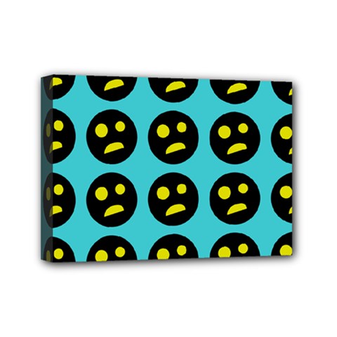 005 - Ugly Smiley With Horror Face - Scary Smiley Mini Canvas 7  X 5  (stretched) by DinzDas