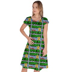 Game Over Karate And Gaming - Pixel Martial Arts Classic Short Sleeve Dress by DinzDas