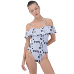 White And Nerdy - Computer Nerds And Geeks Frill Detail One Piece Swimsuit by DinzDas
