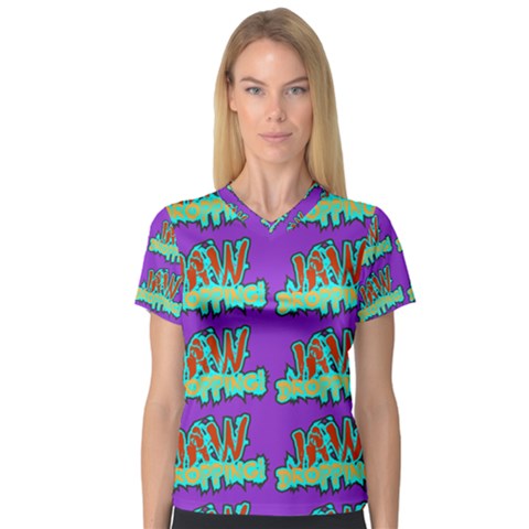 Jaw Dropping Comic Big Bang Poof V-neck Sport Mesh Tee by DinzDas
