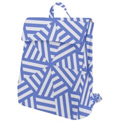 Geometric Blue And White Lines, Stripes Pattern Flap Top Backpack by Casemiro