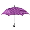 White and purple, polka dots, retro, vintage dotted pattern Hook Handle Umbrellas (Large) View3
