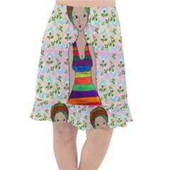 Tan Swimmer Flowerwall Fishtail Chiffon Skirt by snowwhitegirl