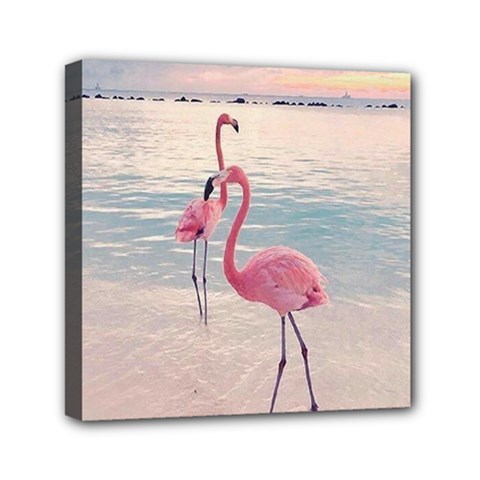 Flamingos Beach Mini Canvas 6  X 6  (stretched) by Sparkle