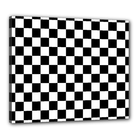 Black And White Chessboard Pattern, Classic, Tiled, Chess Like Theme Canvas 24  X 20  (stretched) by Casemiro