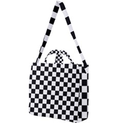 Black And White Chessboard Pattern, Classic, Tiled, Chess Like Theme Square Shoulder Tote Bag by Casemiro