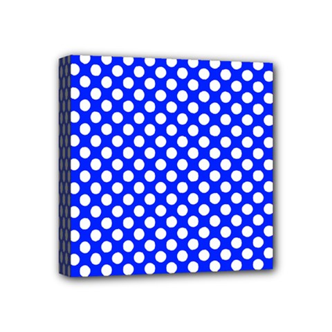 Dark Blue And White Polka Dots Pattern, Retro Pin-up Style Theme, Classic Dotted Theme Mini Canvas 4  X 4  (stretched) by Casemiro