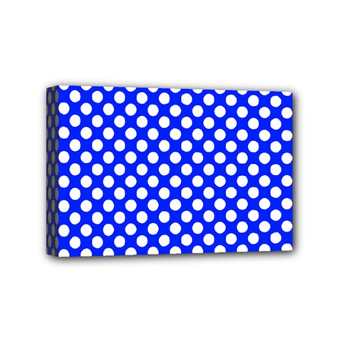 Dark Blue And White Polka Dots Pattern, Retro Pin-up Style Theme, Classic Dotted Theme Mini Canvas 6  X 4  (stretched) by Casemiro