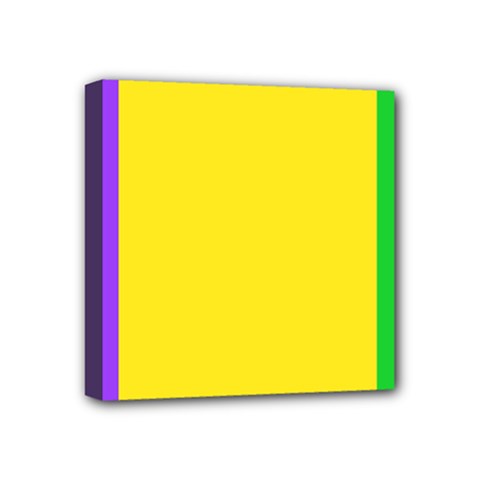 Carnival Mardi Gras Purple Yellow Green Stripes Mini Canvas 4  X 4  (stretched) by yoursparklingshop
