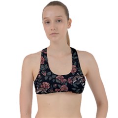 Raccoon Floral Criss Cross Racerback Sports Bra by BubbSnugg