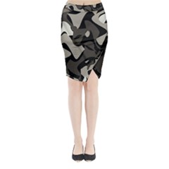 Trippy Sepia Paint Splash, Brown, Army Style Camo, Dotted Abstract Pattern Midi Wrap Pencil Skirt by Casemiro