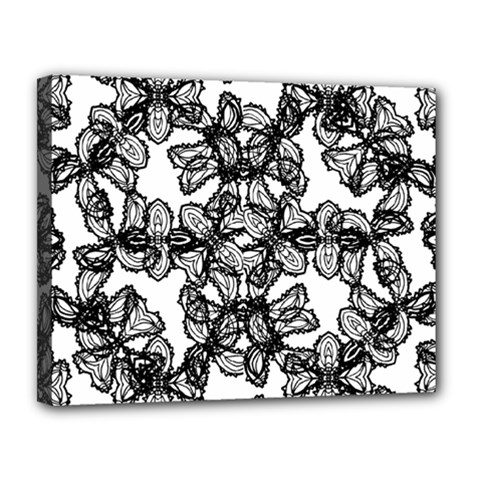 Stylized Botanical Motif Black And White Print Canvas 14  X 11  (stretched) by dflcprintsclothing