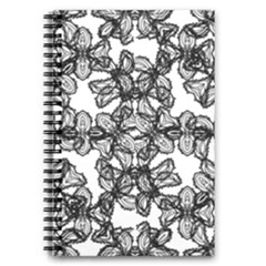 Stylized Botanical Motif Black And White Print 5 5  X 8 5  Notebook by dflcprintsclothing