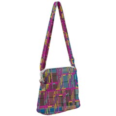 Colorful Shapes Texture                                                Zipper Messenger Bag by LalyLauraFLM