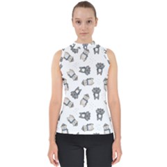 Cute Seamless Pattern With Koala Panda Bear Mock Neck Shell Top by Amaryn4rt