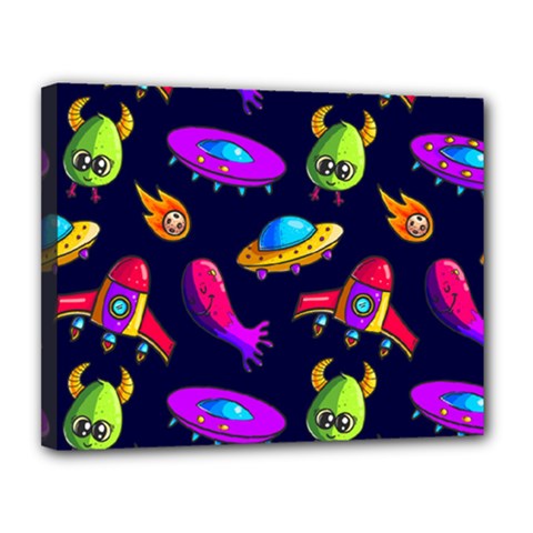 Space Pattern Canvas 14  X 11  (stretched) by Amaryn4rt
