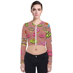 Doughnut Doodle Colorful Seamless Pattern Long Sleeve Zip Up Bomber Jacket by Amaryn4rt