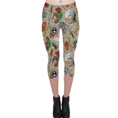 Tattoo Pattern Capri Leggings  by Amaryn4rt