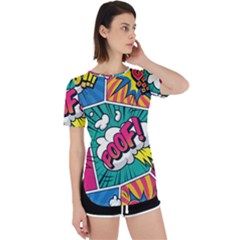 Comic Colorful Seamless Pattern Perpetual Short Sleeve T-shirt by Amaryn4rt
