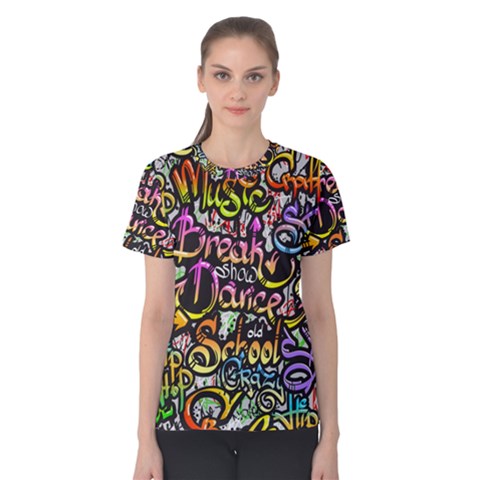 Graffiti Word Seamless Pattern Women s Cotton Tee by Amaryn4rt