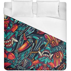 Vintage Tattoos Colorful Seamless Pattern Duvet Cover (king Size) by Amaryn4rt