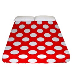 Large White Polka Dots Pattern, Retro Style, Pinup Pattern Fitted Sheet (california King Size) by Casemiro