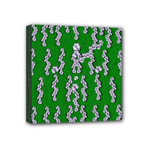 Cherry-blossoms Branch Decorative On A Field Of Fern Mini Canvas 4  X 4  (stretched) by pepitasart