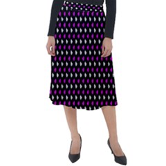 White And Pink Hearts At Black, Vector Handrawn Hearts Pattern Classic Velour Midi Skirt  by Casemiro