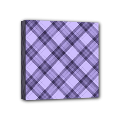Pastel Purple And Steel Black Lines Pattern, Retro Tartan, Classic Plaid Mini Canvas 4  X 4  (stretched) by Casemiro
