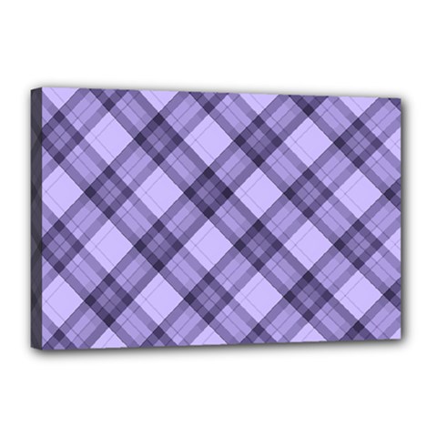 Pastel Purple And Steel Black Lines Pattern, Retro Tartan, Classic Plaid Canvas 18  X 12  (stretched) by Casemiro