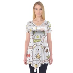 Cute-baby-animals-seamless-pattern Short Sleeve Tunic  by Sobalvarro