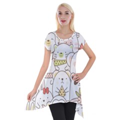 Cute-baby-animals-seamless-pattern Short Sleeve Side Drop Tunic by Sobalvarro