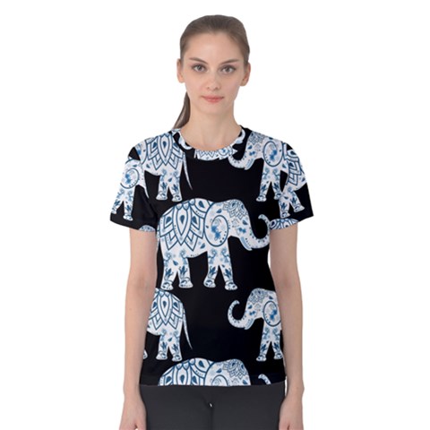 Elephant-pattern-background Women s Cotton Tee by Sobalvarro