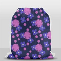 Pink And Blue Flowers Drawstring Bag (small) by bloomingvinedesign