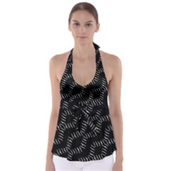Black And White Geo Print Babydoll Tankini Top by dflcprintsclothing