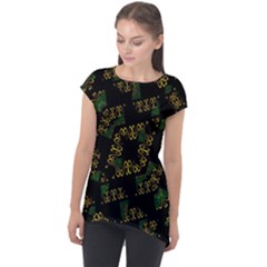 Modern Geometric Print Cap Sleeve High Low Top by dflcprintsclothing