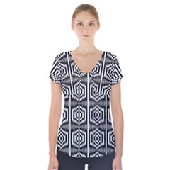 Optical Illusion Short Sleeve Front Detail Top by Sparkle