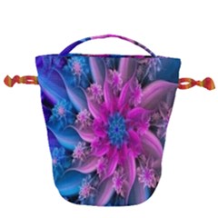 Fractal Flower Drawstring Bucket Bag by Sparkle