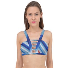Blue White Cage Up Bikini Top by Sparkle