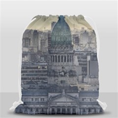 Buenos Aires Argentina Cityscape Aerial View Drawstring Bag (small) by dflcprintsclothing