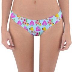 Girl With Hood Cape Heart Lemon Pattern Blue Reversible Hipster Bikini Bottoms by snowwhitegirl