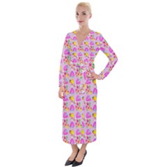 Girl With Hood Cape Heart Lemon Pattern Lilac Velvet Maxi Wrap Dress by snowwhitegirl