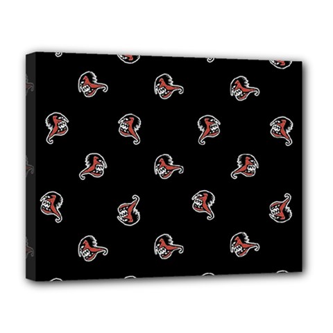 Ugly Monster Fish Motif Print Pattern Canvas 14  X 11  (stretched) by dflcprintsclothing