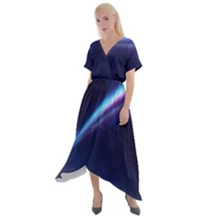 Light Fleeting Man s Sky Magic Cross Front Sharkbite Hem Maxi Dress by Mariart