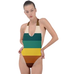 Retro 80s Backless Halter One Piece Swimsuit by tmsartbazaar